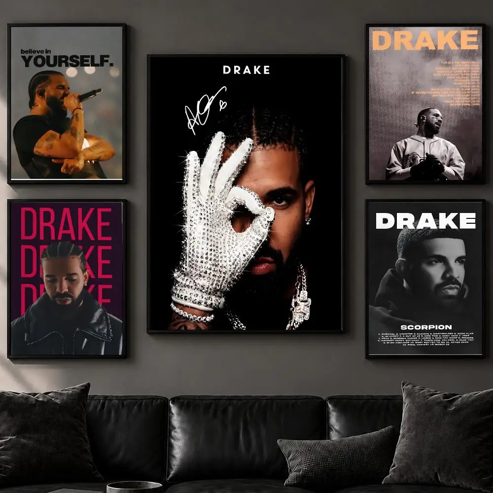 Singer D-DrakeS Poster Art  Self-Adhesive No Glue Residue Wall Decor for Bedroom Living Room