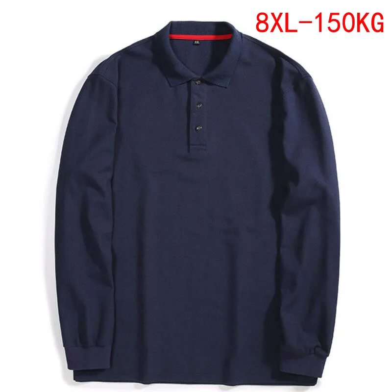 

Oversize plus size 3XL 4XL 5XL 8XL 150KG Men t-Shirts Long Sleeve Autunm turn-down collar tees super size tops 68 70 72 74 76