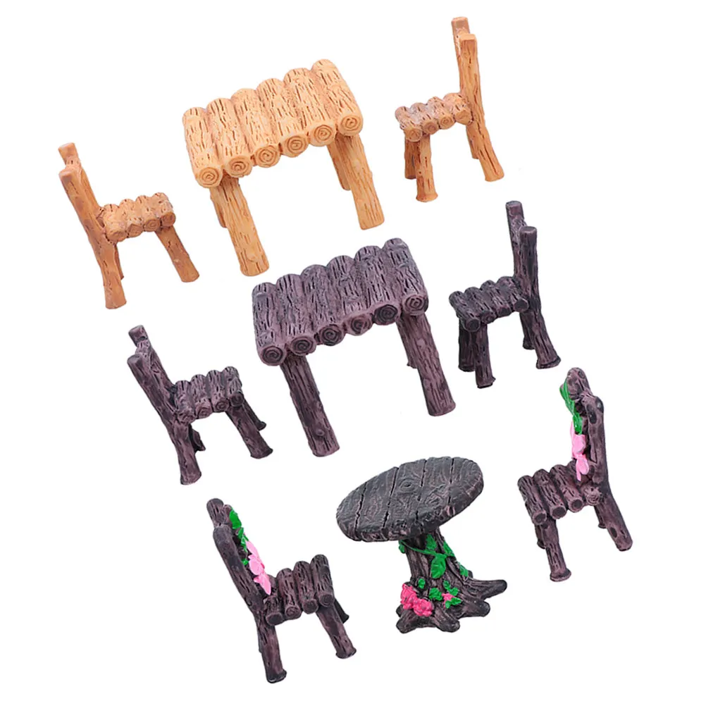 

3Sets Resin Micro Landscape Decor Mini Table and Chairs for DIY Fairy Garden Scene Desktop Ornament Space Saving Design