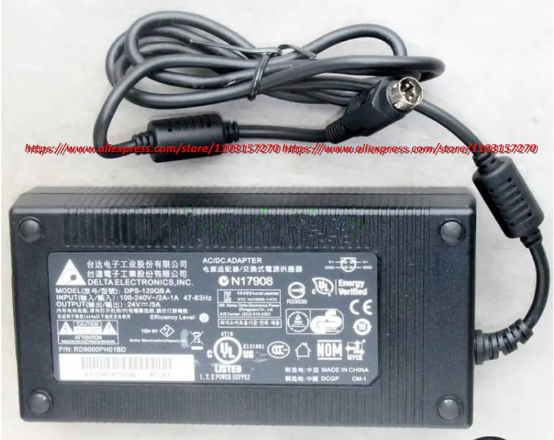 Original Delta Electronics DPS-120QBA 24V 5A 4-Pin DIN AC/DC Adapter Power Supply DPS-120AB-3 120W Charger Genuine