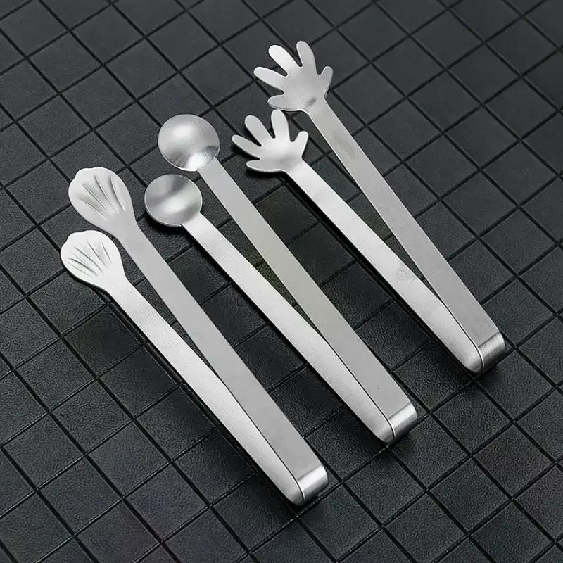 Stainless Steel Mini Food Tongs Fun Adorable Shapes Rust Proof For Kitchen Ice Snacks Desserts Party Serving