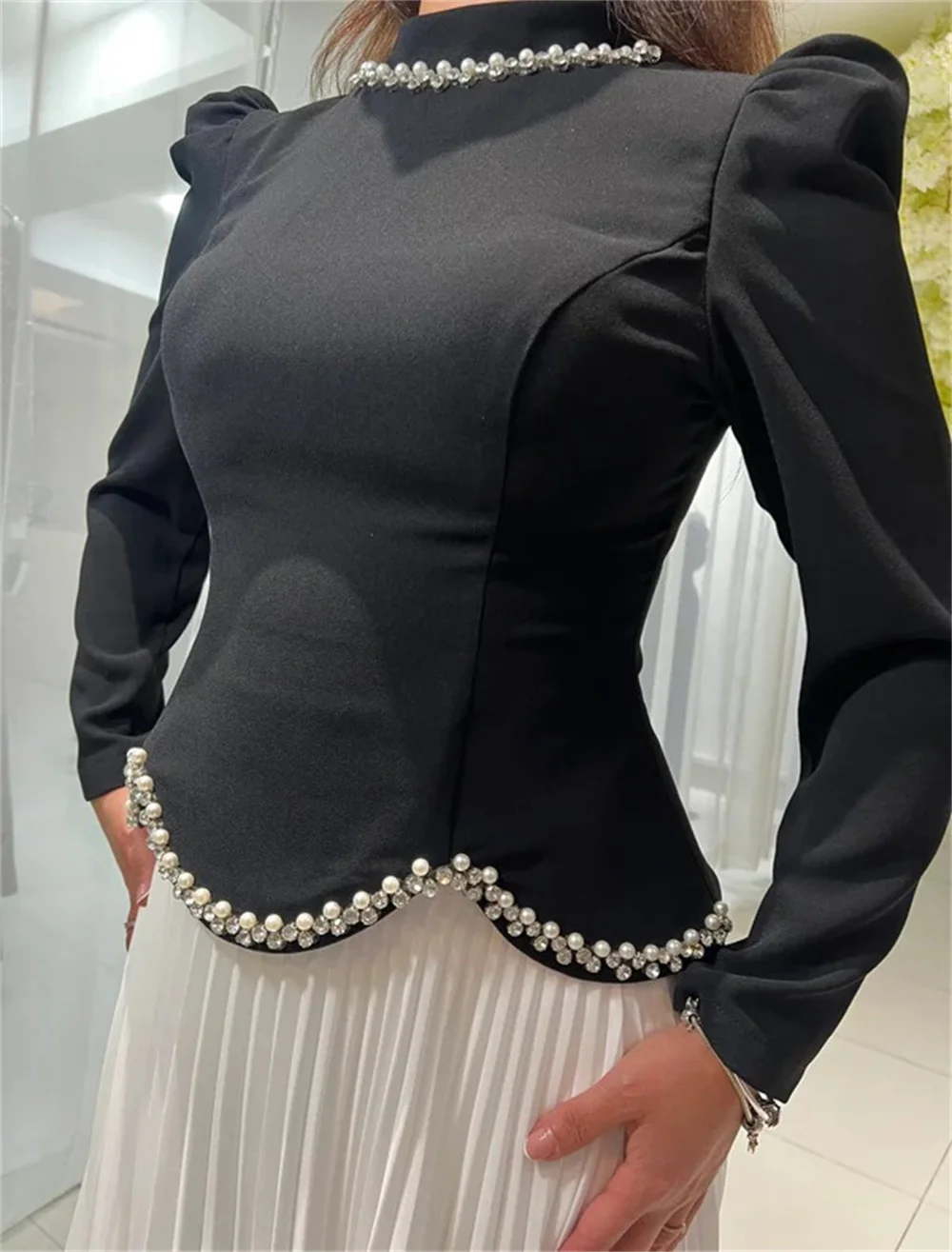 Contessa مخصص ماتي سميكة وصمة عار مشد فستان الحفلة الراقصة ثنيات تنورة شيفون الجلباب دي سواريه الماس العنق فستان الحدث الرسمي #2