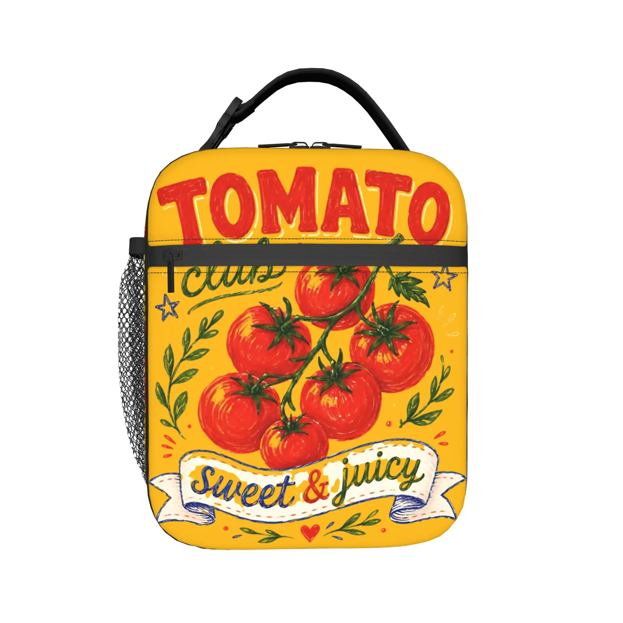 Tomato Club Sweet & Juicy Insulated Lunch Bags Cooler Bag Reusable,Meal Container Tomato Style Large Tote Lunch Box