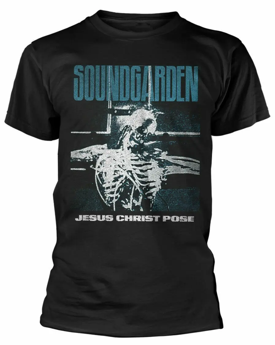 Official Soundgarden T Shirt Jesus Christ Pose Black Mens Classic Grunge Rock