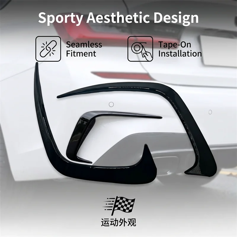 For BMW 3 Series G20 G28 M Sport 318i 320i 330i 2019-2022 Rear Bumpe Side Air Vent Outlet Cover Trim Canard Splitter Sticker