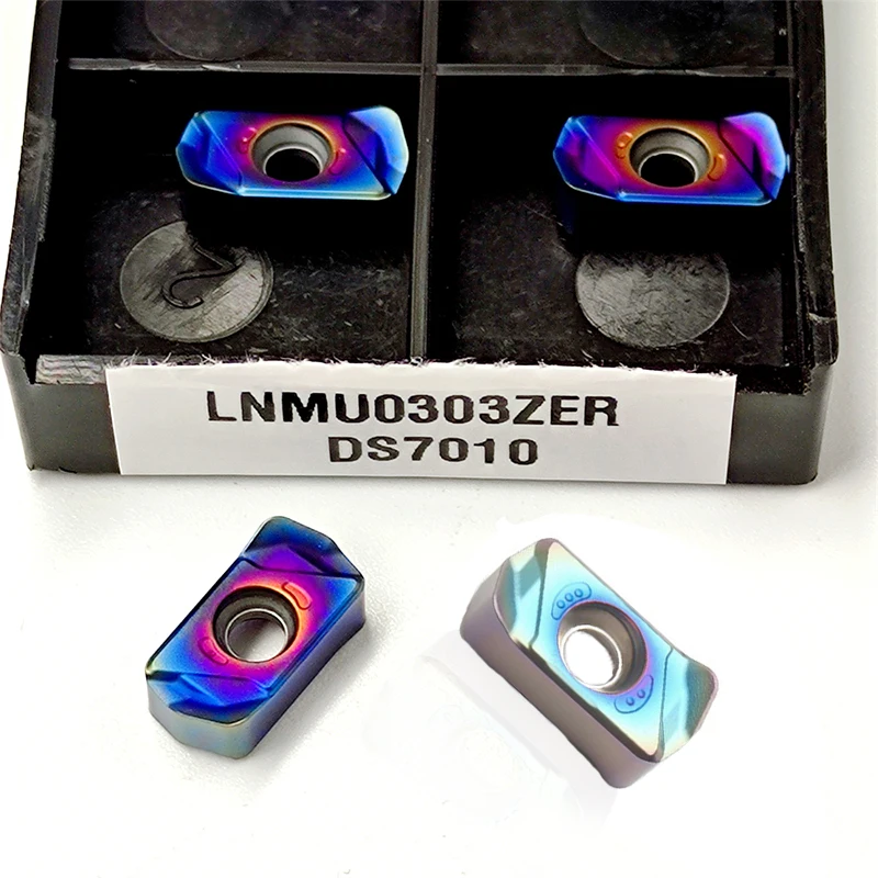 Nano Blue and Colorful LNMU0303ZER MJ Double-sided Fast-forward Milling Insert Thick Stainless Steel Parts Quenched Steel