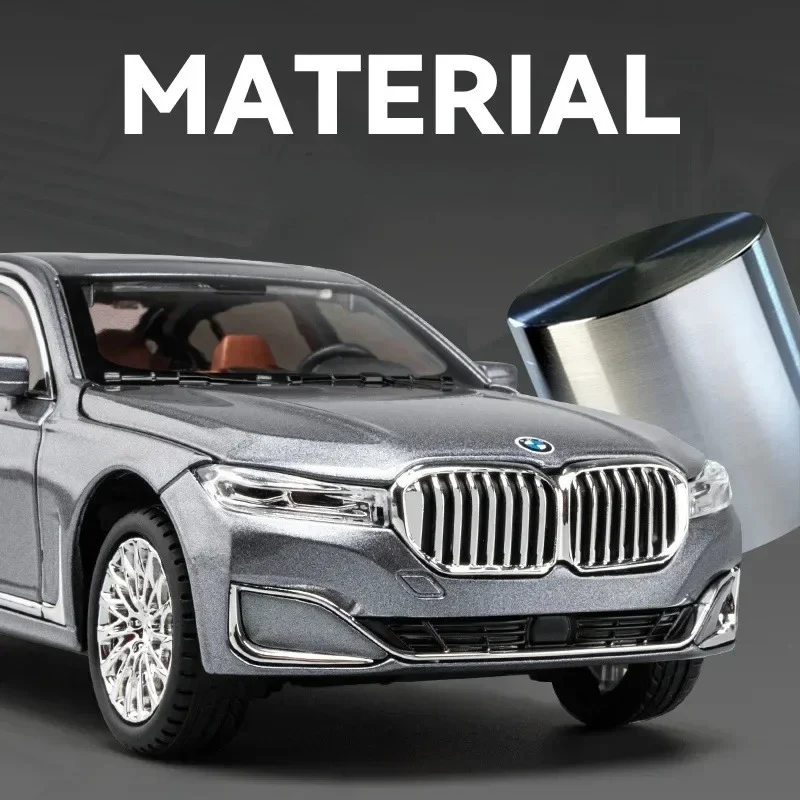 1:24 760Li The7 alta simulación Diecast Metal aleación modelo coche sonido luz tirar hacia atrás colección niños juguete para regalo