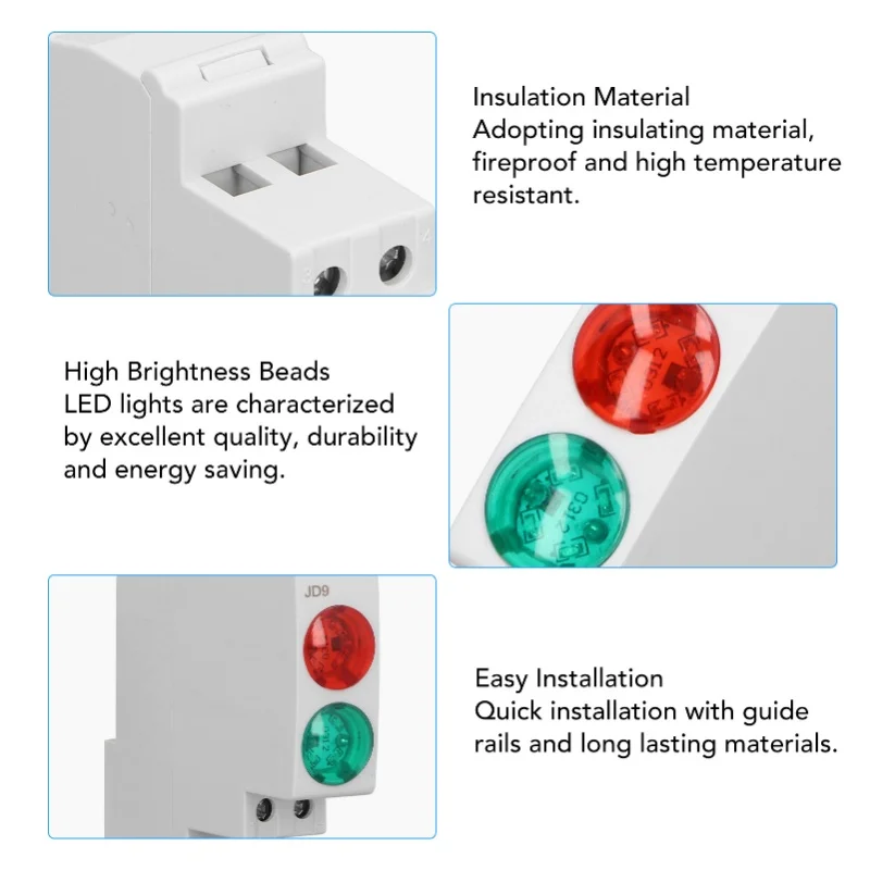 DIN Rail Signal Lamp Red Green Dual Lights Rail Type LED Indicator Light For Distribution Box CNC Lathe AC DC 230V