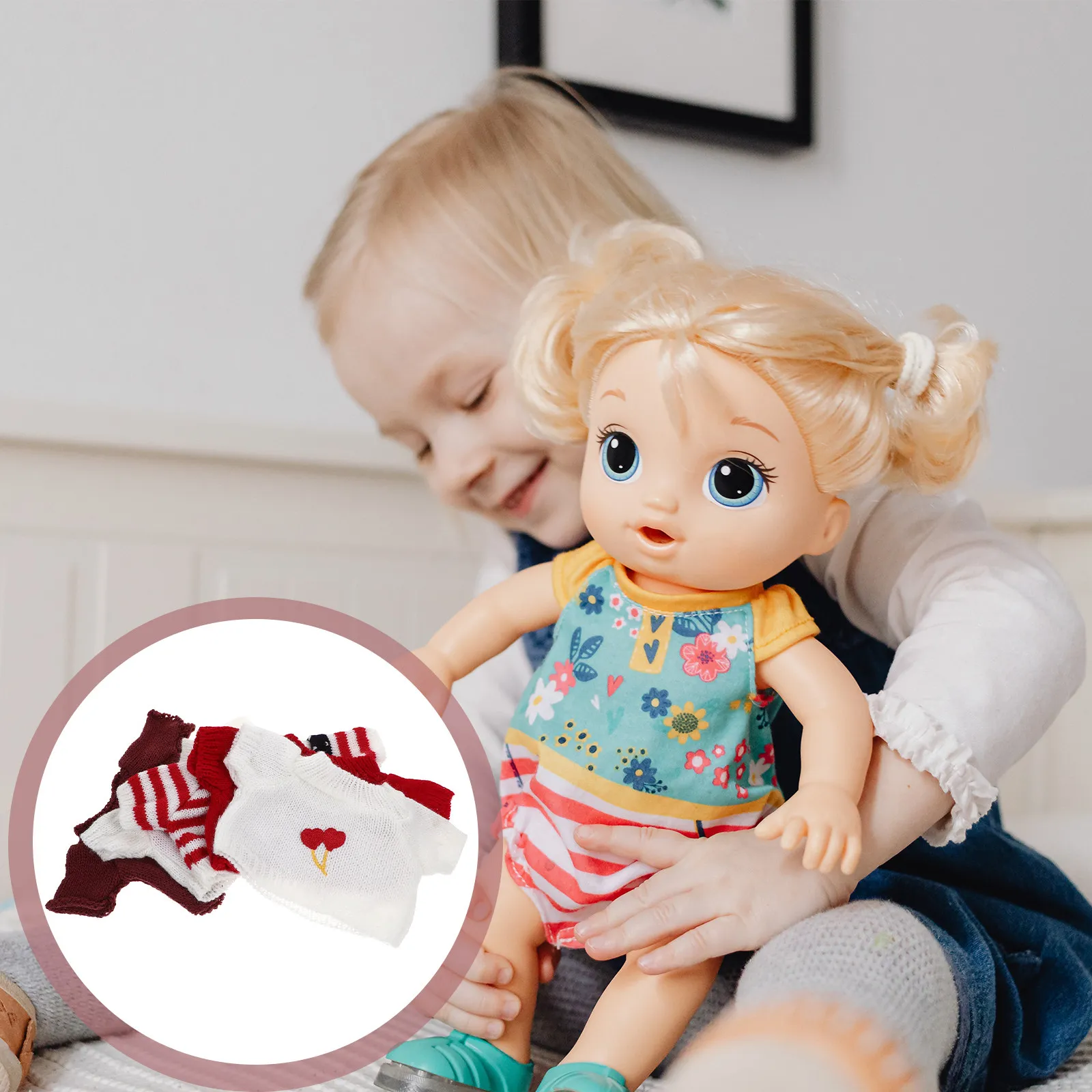 5Pcs Woolen Bear Clothes Set Creative Lovely Replacement Costume Girls Accessory Reusable Compact Wear Resistant Outfit