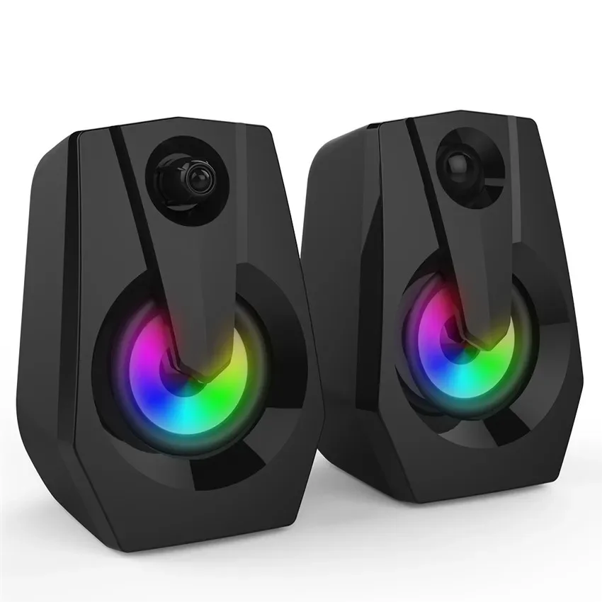 1 Pair Colorful Double Speaker 2.0 LED Light Multimedia Bass Stereo Speakers Audio Mini USB Mobile Phone Computer Loudspeaker