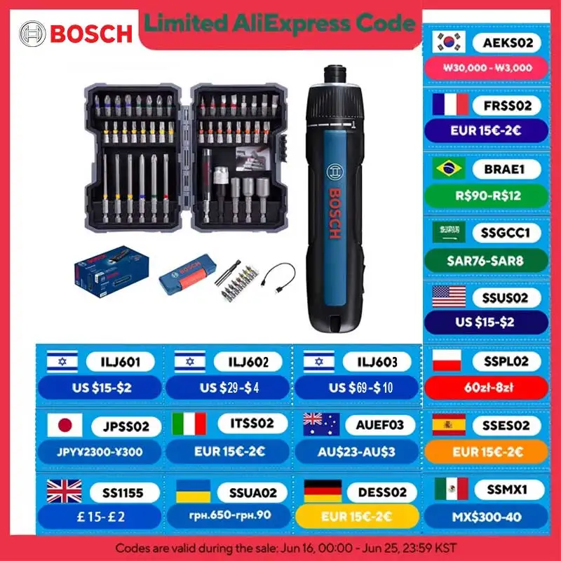 

Bosch GO3 Professional Cordless Electric Screwdriver 3.6V Rechargeable Mini Hand Drill Screw Driver Multi-Function Power Tools