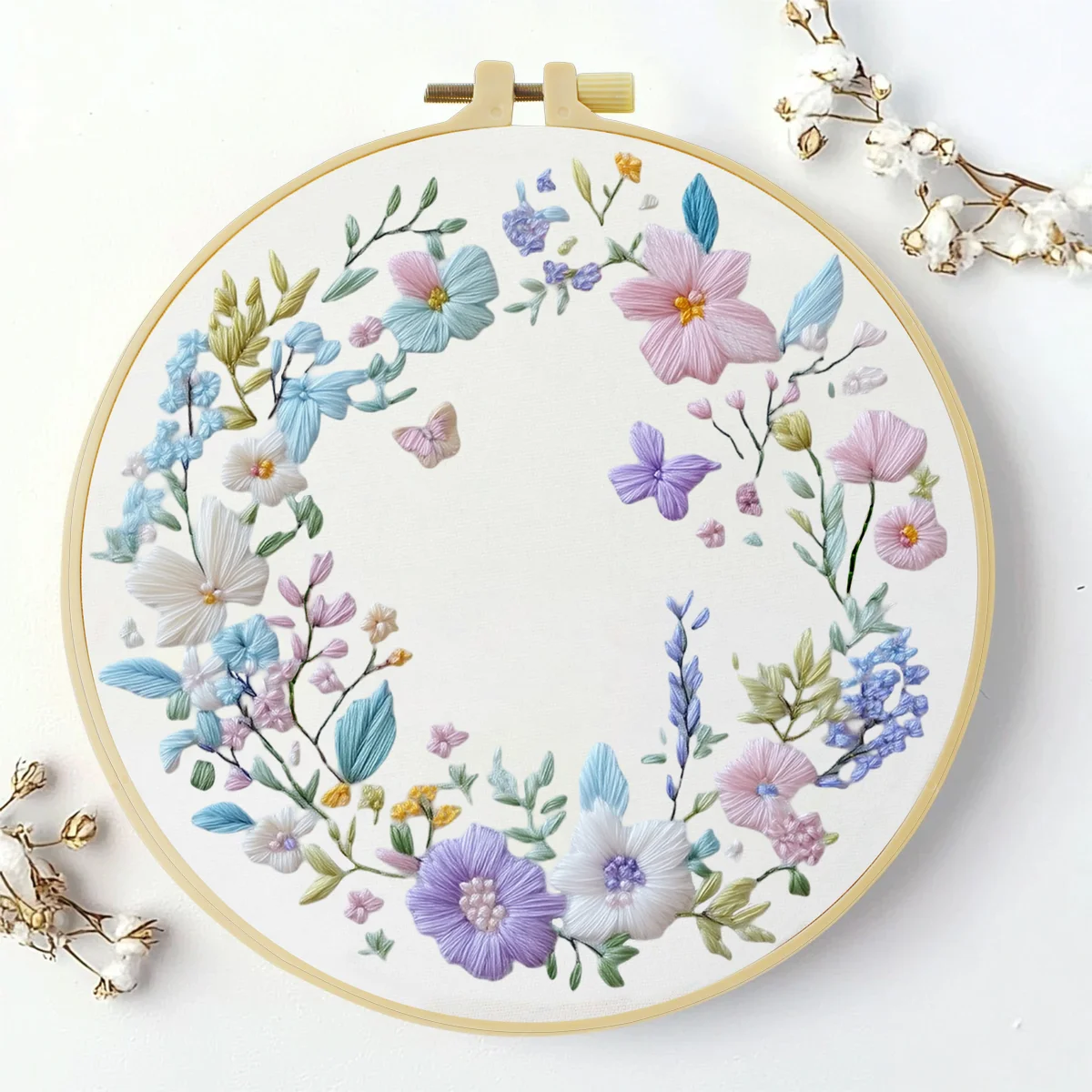 1 Stück 20X20CM/15X15CM 7,87/6,3 Zoll Blumen-Stickerei-Starter-Kit DIY-Kit DIY-Stickerei-Set Handarbeiten Heimdekoration Malerei – Detail 1