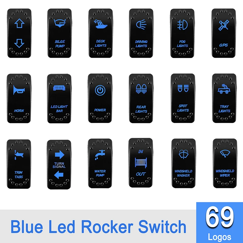 

GPS Marine Rocker Switch 12V 20A 24V 10A Latching / Momentary Blue Led SPST ON OFF Toggle Switch For UTV RZR ATV Auto Waterproof