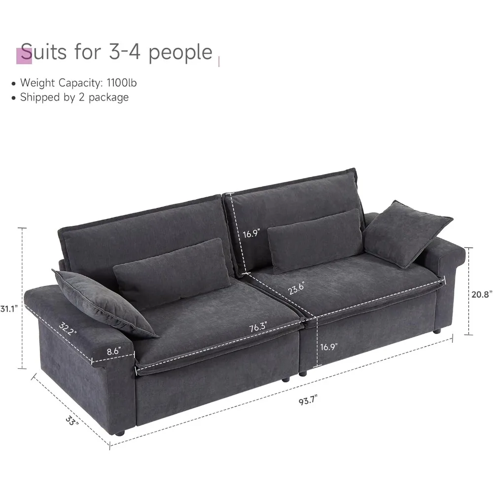 3 Seater Sofa with Deep Seat, 94