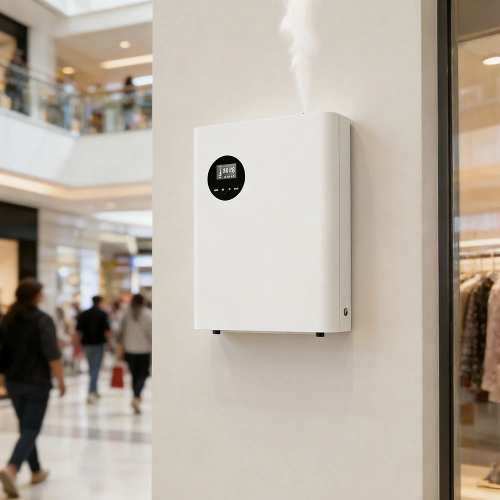 Hotel Collection Waterless 1000ml Electric Perfume Dispenser Nebulizer WiFi App Control HVAC Aroma Diffuser Wall-Mounted ODM OEM