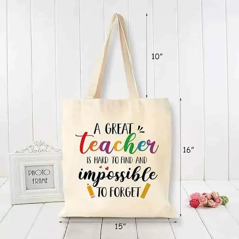 TOUB042 Teacher Appreciation Tote Bags, Grateful End of Semester Retirement Teacher Thanksgiving Christmas Gifts 2PCS