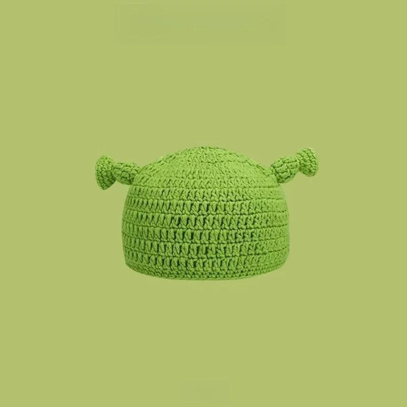 2025 New Balaclava Monster Wool Winter Knitted Devil Hats Halloween Christmas Gifts Winter Warm Green Party Funny Cap Shrek Hat