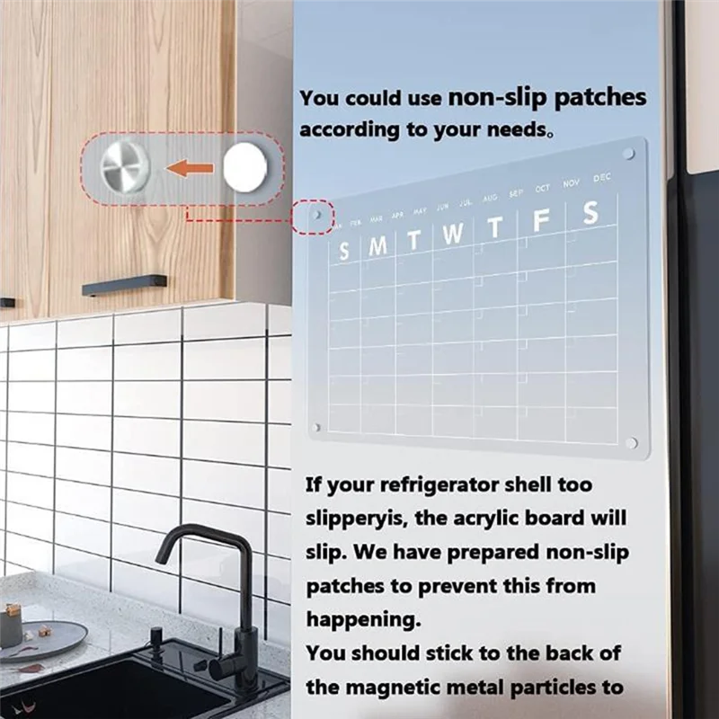 

2PCS Magnetic Wet Wipe Erase Board For Fridge Calendar For Refrigerator Note Board Eraser Reusable Acrylic Clear 40X30cm