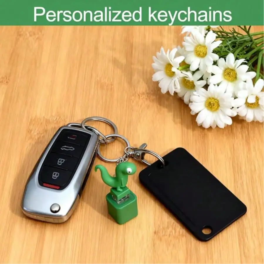 Rechargeable Lizard Sound Button Keychain Fidget Toy, Portable Click Stress Reliever For Travel Essential Car Accessories Summer image 3