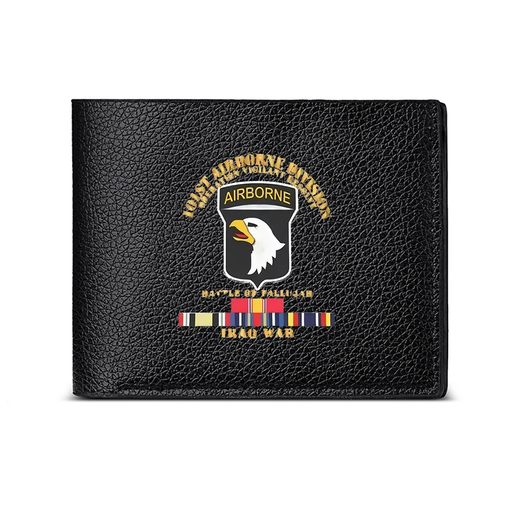 101st Airborne Division Battle Of Fallujah Iraq War Eagle Crest Wallet Card Holder Casual Business Fashion Print Design