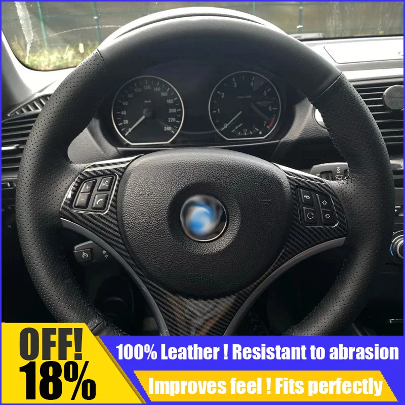 Leather Car Steering Wheel Cover Fit For BMW E90 335i 320i 325i 330i 120d E87 120i 130i Sewing Custom Diy Auto Car Accessories