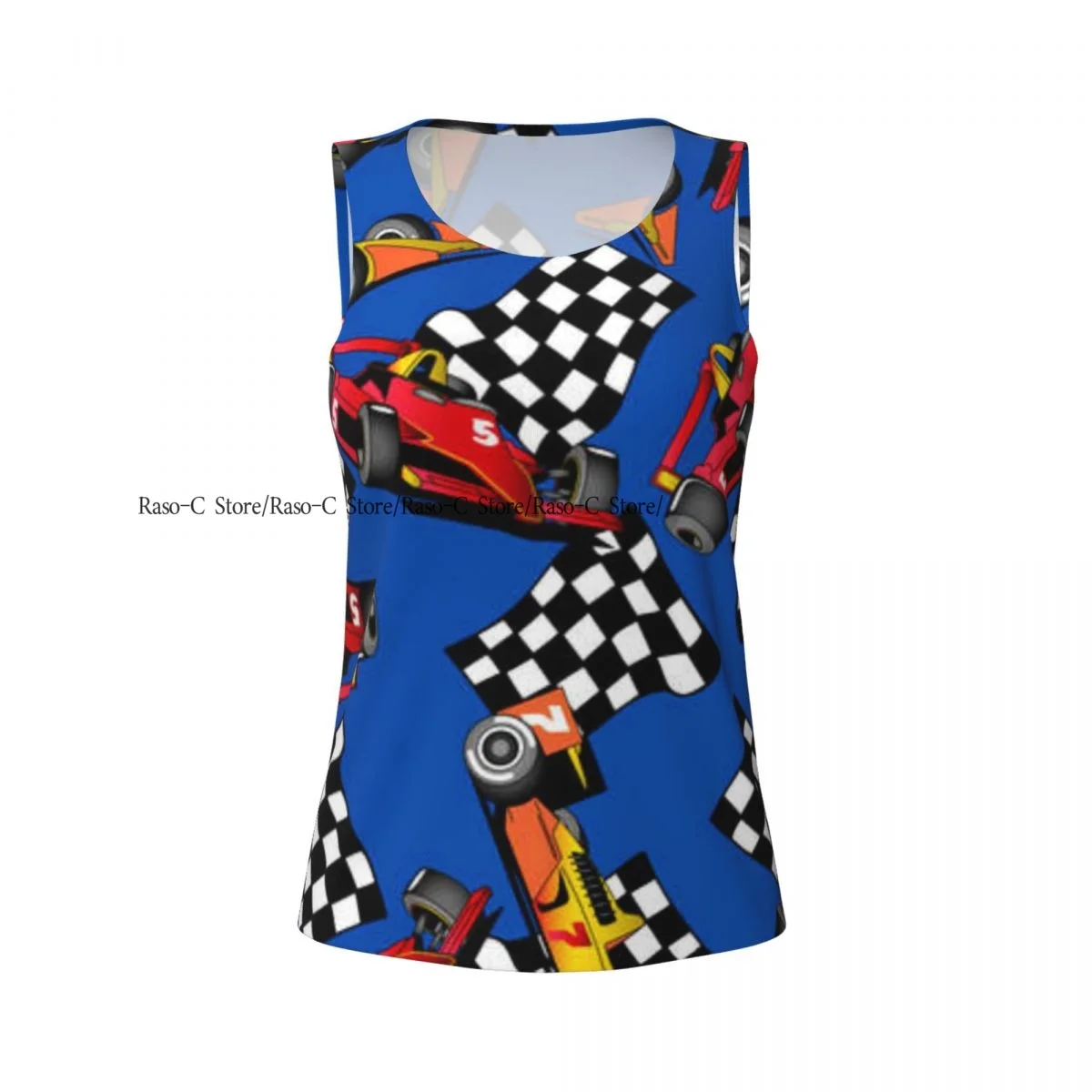 ผู้หญิงเซ็กซี่เสื้อกั๊ก Racing Cars พื้นหลังแขนกุดคอรอบคอหญิง Casual Basic Camisole