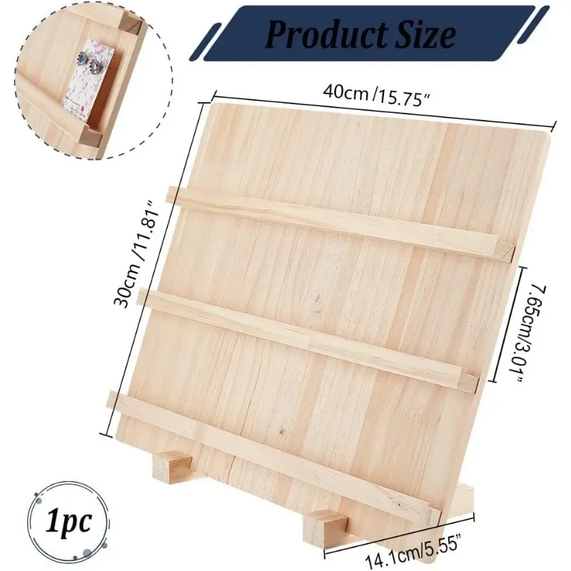 Jewelry Display Stand Earring Necklace Display Holder 13x9 Inch Wood Business Card Holder Jewelry Organizer Table