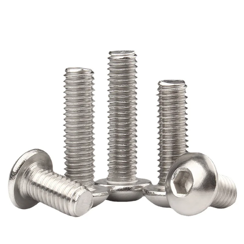 M2 M2.5 M3 M4 M5 M6 M8 M10 A2-70 304 Stainless SteelHexagon Hex Socket Head Button Allen Bolt Screw L=3 to 100mm ISO7380
