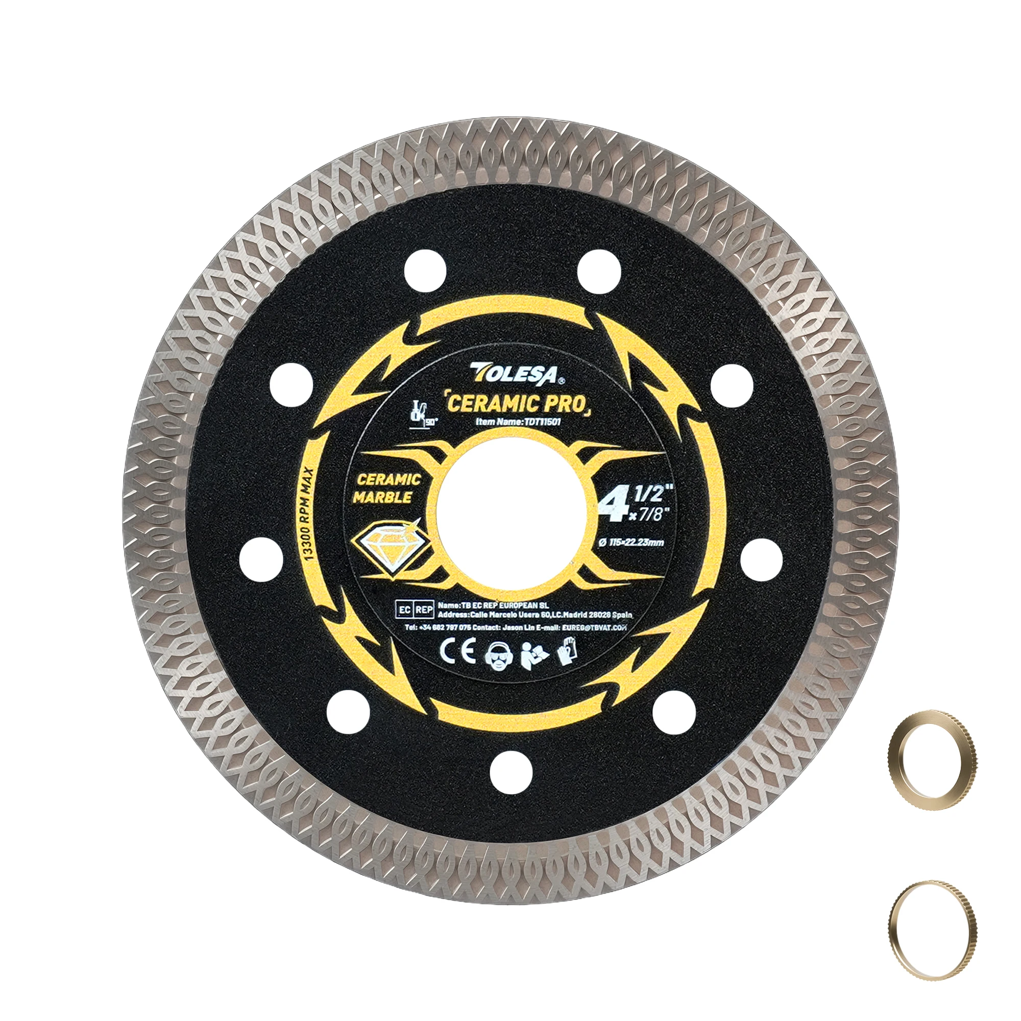 

TOLESA 1 шт. 115 мм/125 мм Супертонкий алмазный диск для угловой шлифовальной машины, для резки плитки, керамики, мрамора, с гладким резом