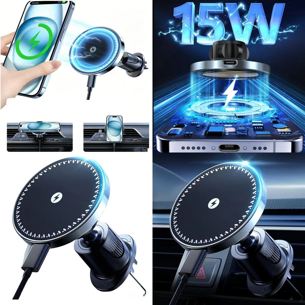 Electronics Products New Trending 2026 Wireless Charger Magnetic Air Vent Car Phone Holder Consumer Electronic Accessories