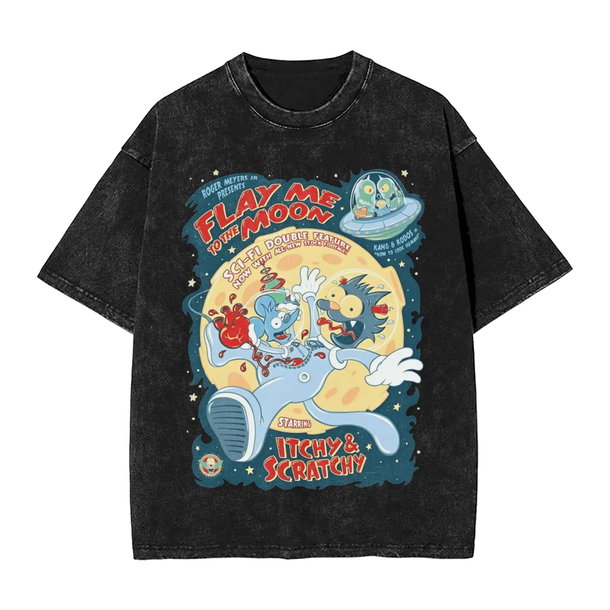 The Itchy & Scratchy Show T-Shirt Summer  Y2K Basic T Shirts Cotton Hip Hop Tshirt For Male Short Sleeve Print Tees