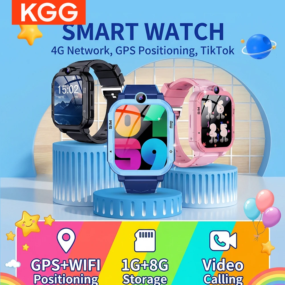 

4G Kids Smart Phone Watch GPS WiFi Tracker Location Video Call SOS Back Monitor Children Smartwatch Gift 1+8GB APP Download