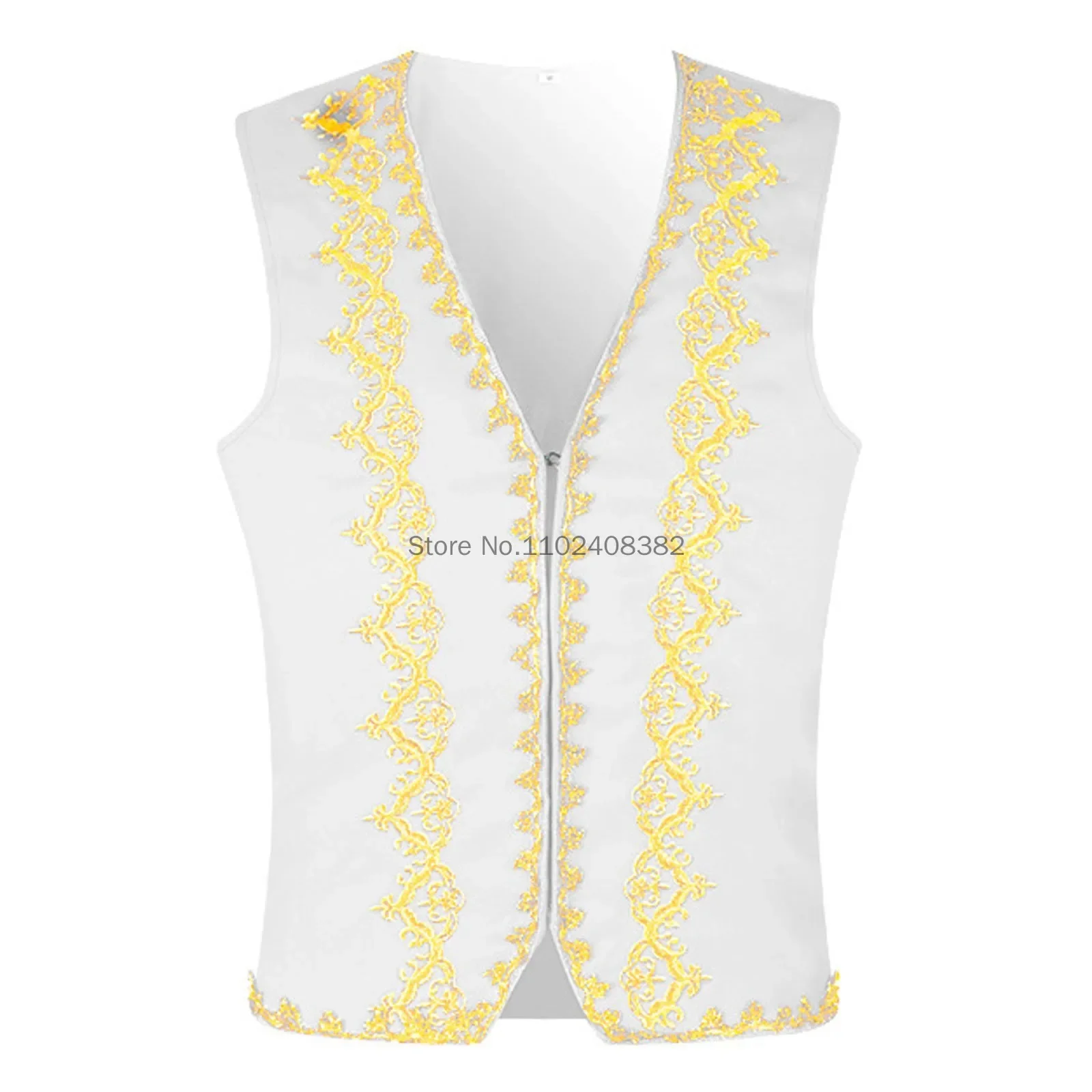 Gouden borduurwerk barok vest heren slim fit paleis prins gentleman zwart vest heren podium prom drama opera kostuum