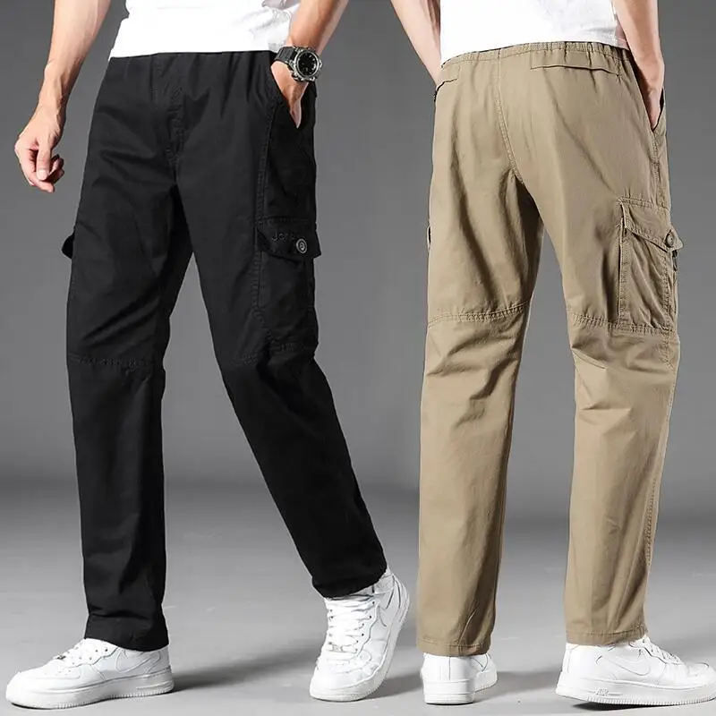 Vêtements de travail en pur coton pour hommes, pantalons décontractés minces et surdimensionnés, vêtements déFlexamples