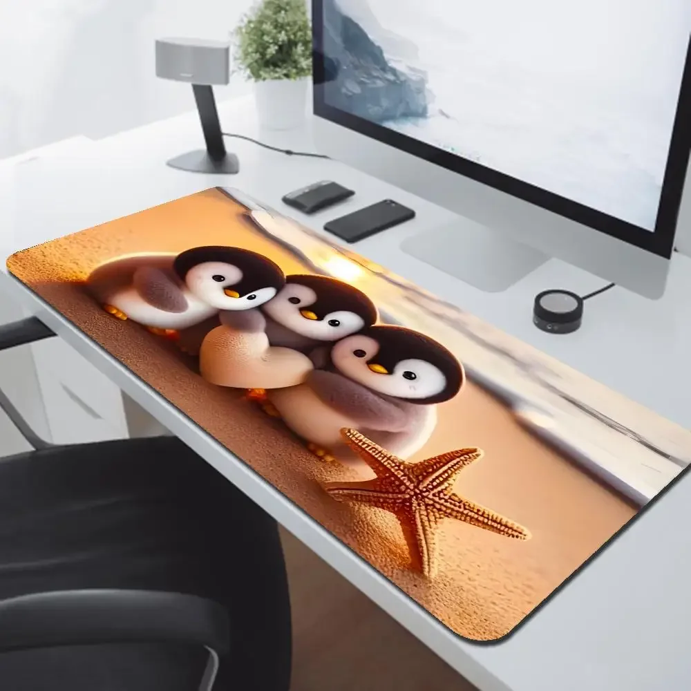 سجادة مكتب Little Kawaii Penguin، Magical Winter Wonderland Snow Land، لوحة مفاتيح كبيرة مقاس XL، حيوانات لطيفة، هدية مكتبية