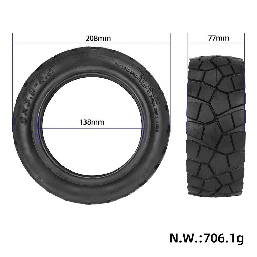 

Outdoor Riding 208mm X 208mm X 77mm Electric Scooter Tire Tubeless Tire All-Terrain Performance Optimized Air Pressure