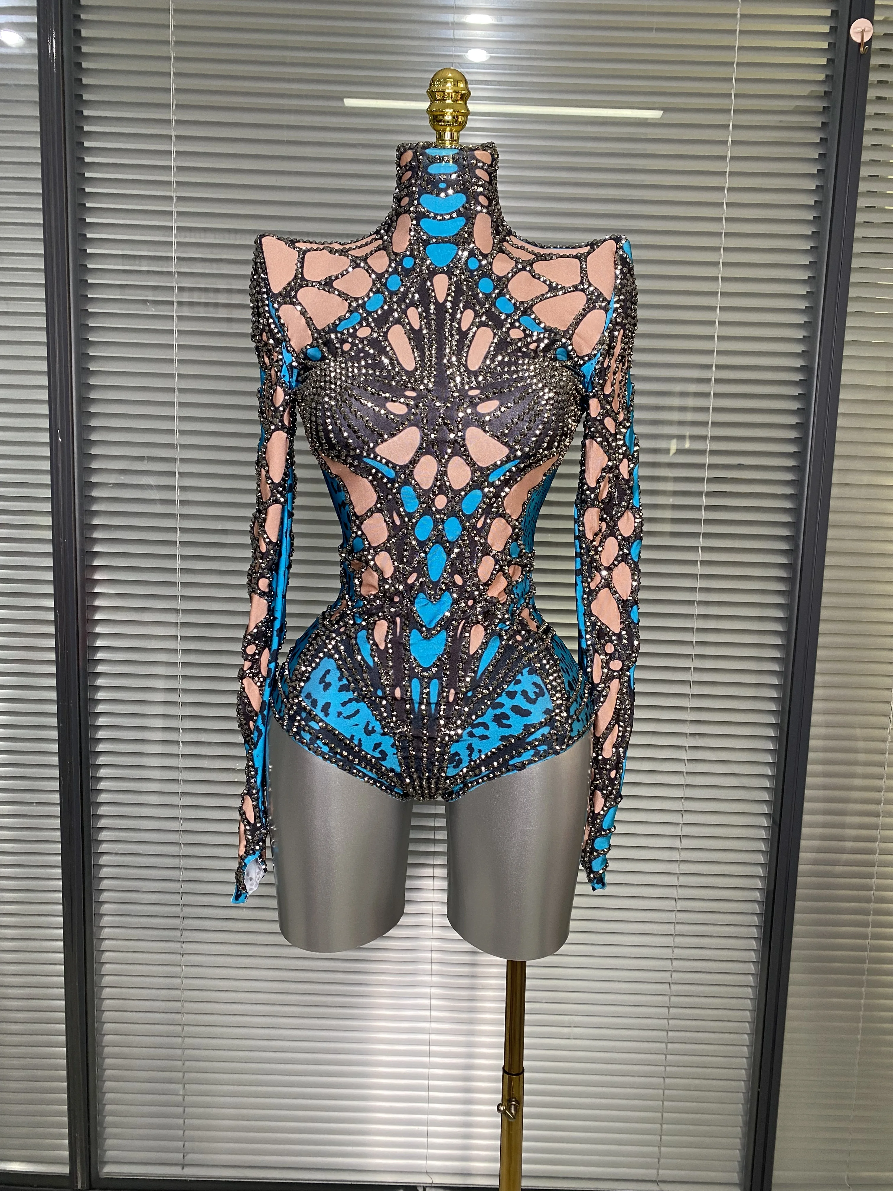 Celebrity nuove donne sexy maglia strass ragno sexy night club body one piece designer ballerino cantante costume tuta da festa