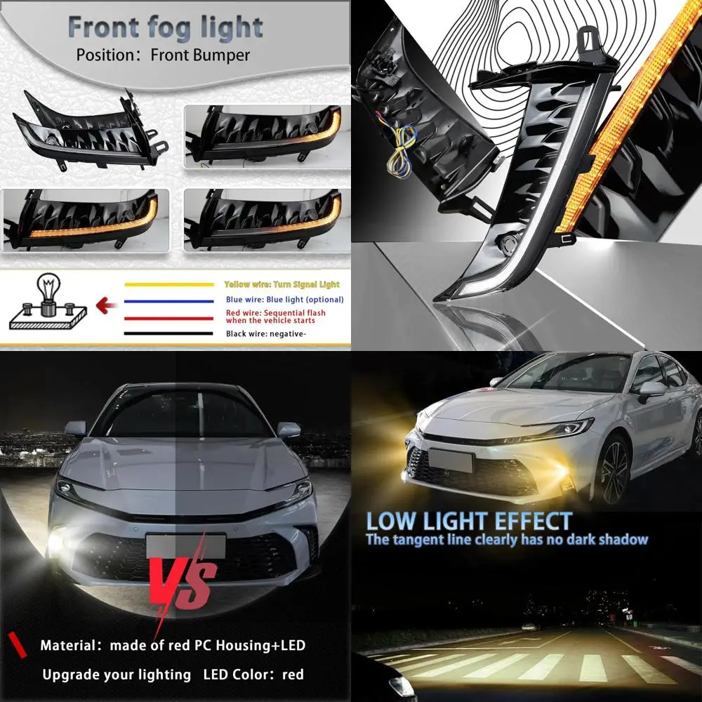 

Toyota Camry 2025 SE/XSE Front Bumper Fog Lights with Amber DRL and Sequential Turn Signals