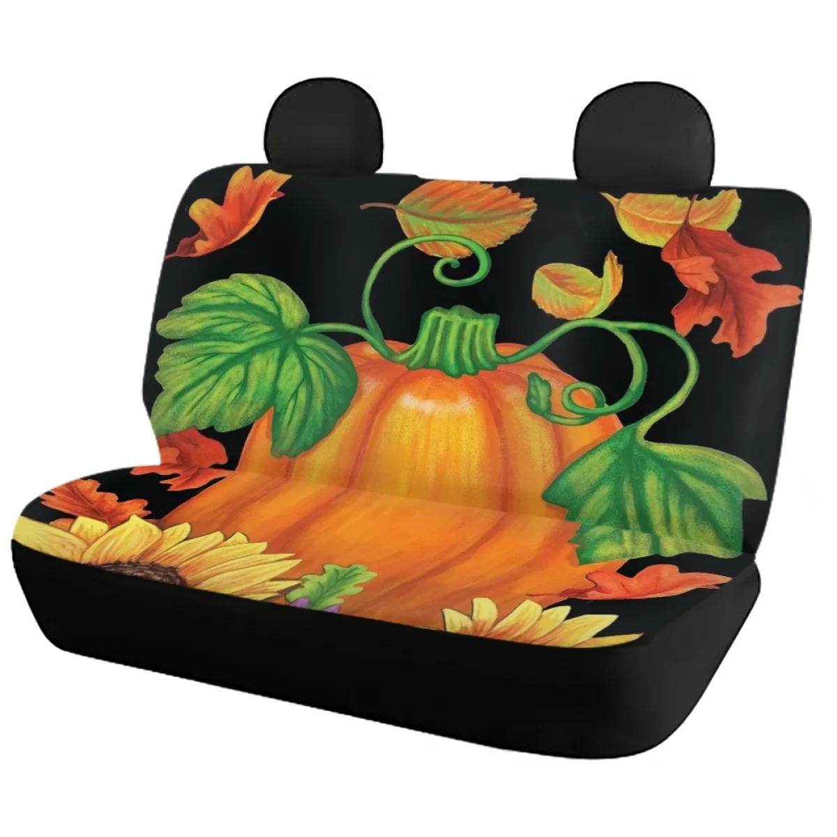 Car Front Rear Seat Protector Thanksgiving Pumpkin Sunflower Design Universal Vehicle Seat Covers for Car Universal Durable