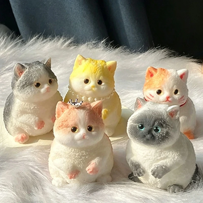 Mini Cartoon Cat Decompression Toy Funny Cute Cat Shaped Ball Hand Squeeze Toy For Kids Adult Relaxing Finger Pinch Doll