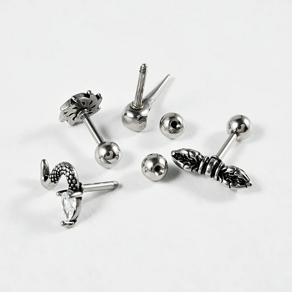1PC 16G Stainless Steel Spider Rabbit Earrings Labret Lip Studs Punk Animal Cartilage Tragus Helix Ear Lobe Piercing Jewelry