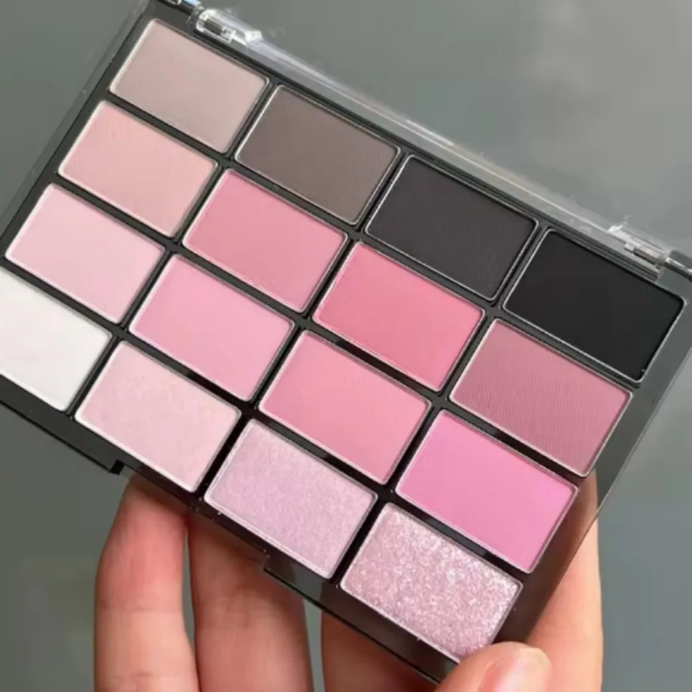 Eyeshadow Palette Matte Pearlescent Low Saturation Long Lasting Brown Pink Glitter Eye Shadow Eye Makeup Palette 16-Color Korean