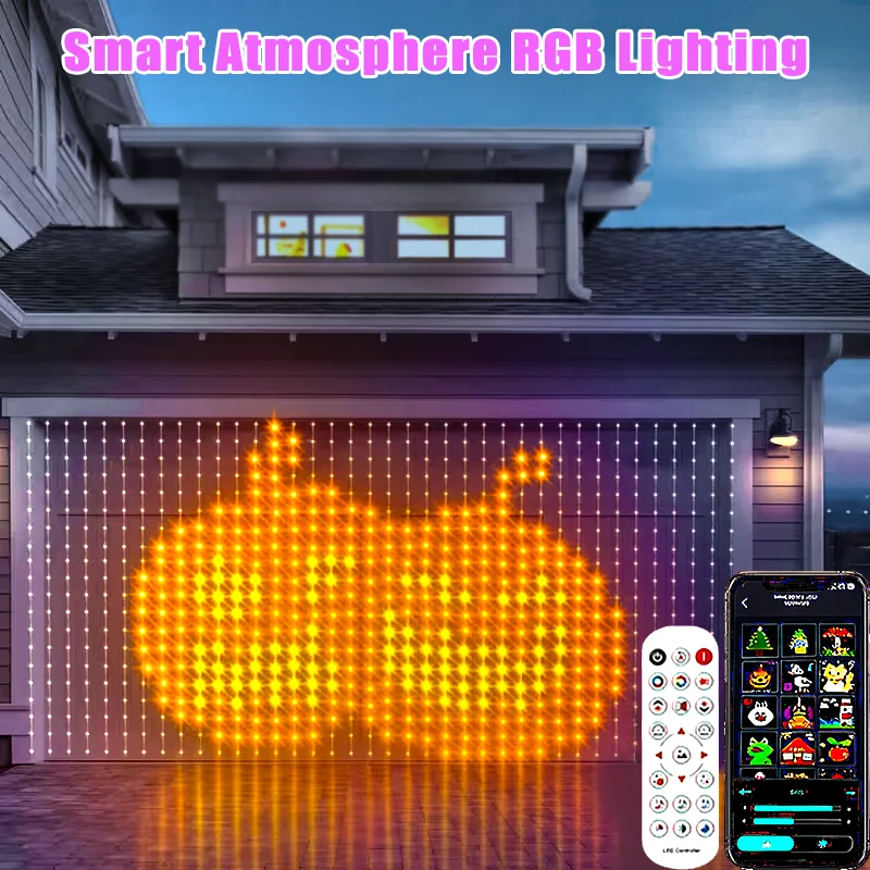 400-LED Smart RGB Lights, IC Colour-Changing Christmas Light String, Dimmable with Customisable Patterns and Text