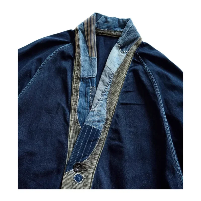 24SS KAPITAL Hirata Kazuhiro Japanese batik stitching distressed washed loose long-sleeved robe jacket