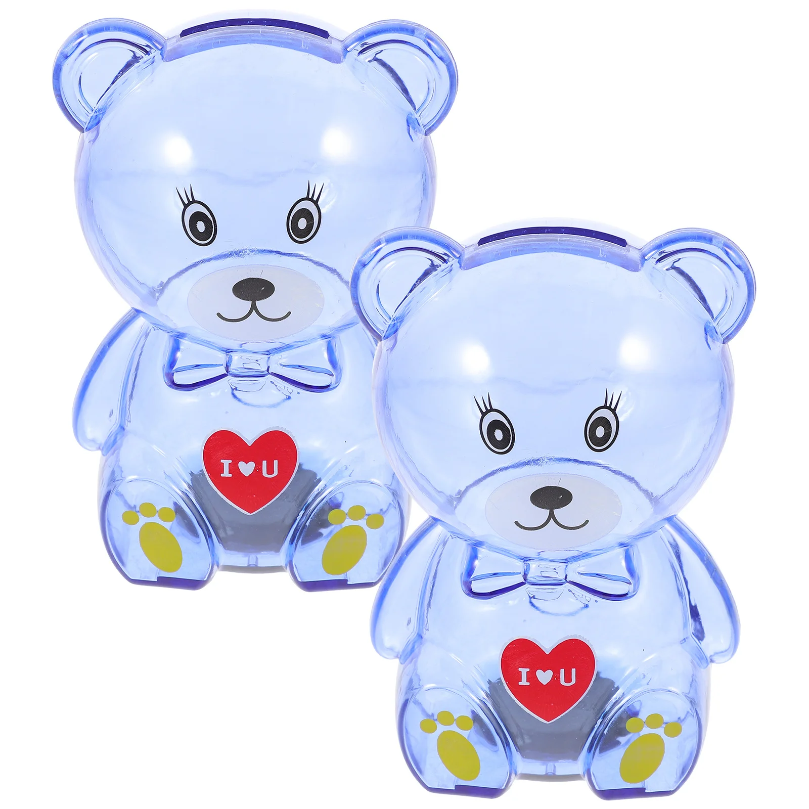 

2Pcs Clear Bear Piggy Bank Unbreakable Coin Money Box Desktop Saving Pot Compact Transparent Coin Container for Kids Girls