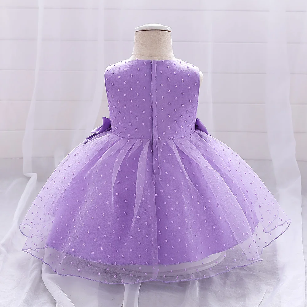 Baby Girl Dress Fluffy Bow Newborn Princess Dresses for Baby 1 Years Birthday Toddler Infant Polka Dot Party Girls Clothes Gown