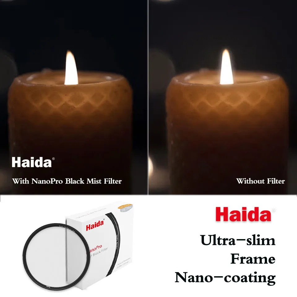 Haida NanoPro Black Mist Filter 1/4 1/8 Round Soft Focus Filter Hazel Fantasy for Camera Portrait Photography Sony A7RIII Canon