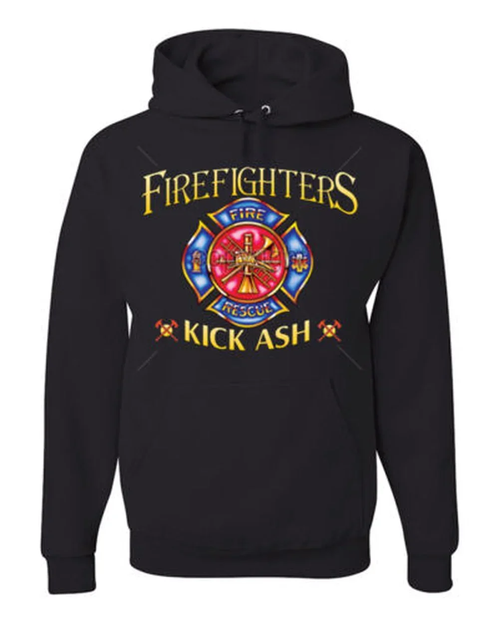 Firefighters Kick Ash Fireman Volunteer Fire Dept Crest Pullover Hoodie Comfortable Cotton Casual Mens Sweatshirt Streetwear