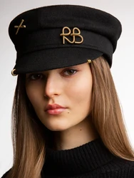 New  Women's Fashion Flat Cap British Retro Newsboy caps with Earrings Pierced Baker Boy Cap