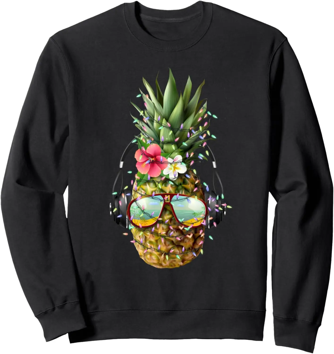 Pineapple Christmas Tree Lights Aloha Xmas Gifts Sunglasses Sweatshirt